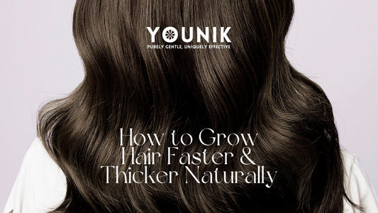 Woman massaging scalp with Younik Hair Growth Oil for natural hair growth
