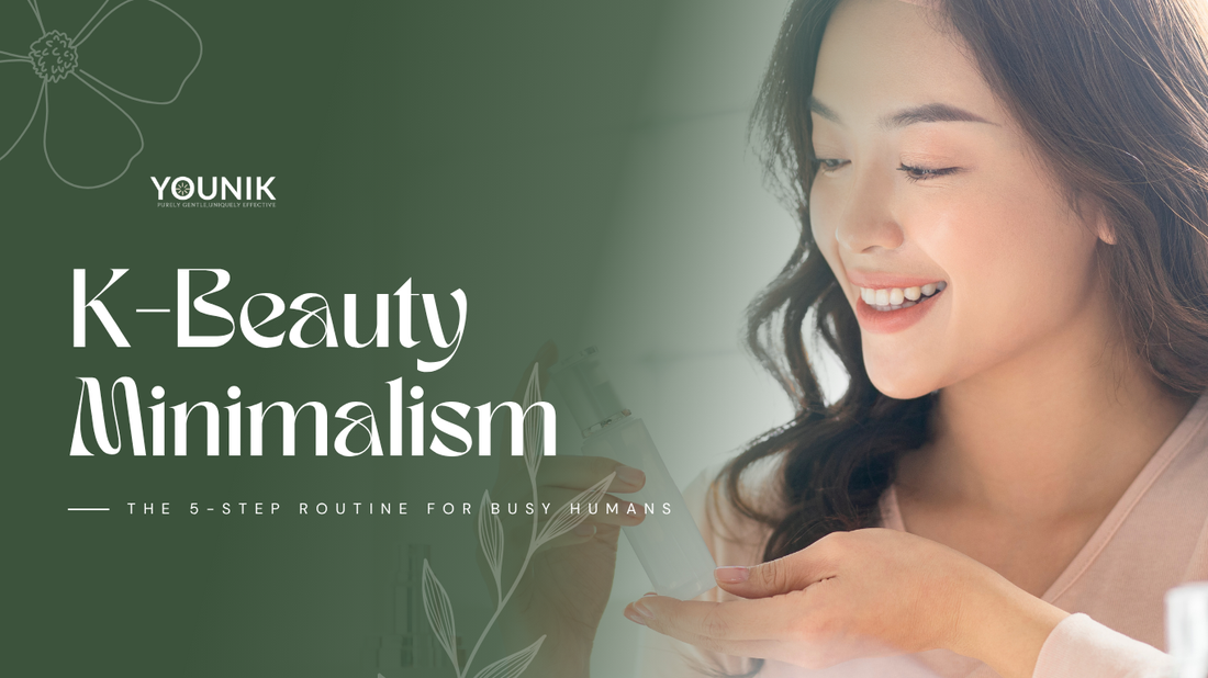 5-step Korean skincare routine for busy people - cleanse, treat, hydrate, protect, exfoliate
